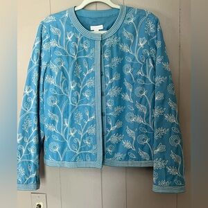 Chater Club Women's Blazer Embroidered Sz L